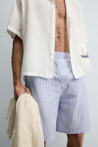 BERMUDA RELAXED FIT LISTRADA - listrado da Zara - Imagem 0