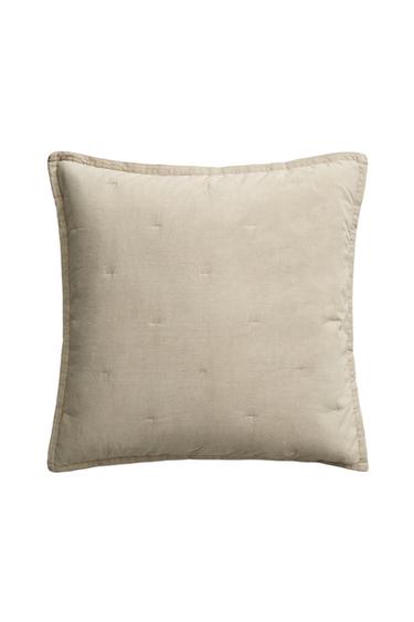 Zara QUILTED PERCALE THROW PILLOW COVER WITH DOTS - Beige
