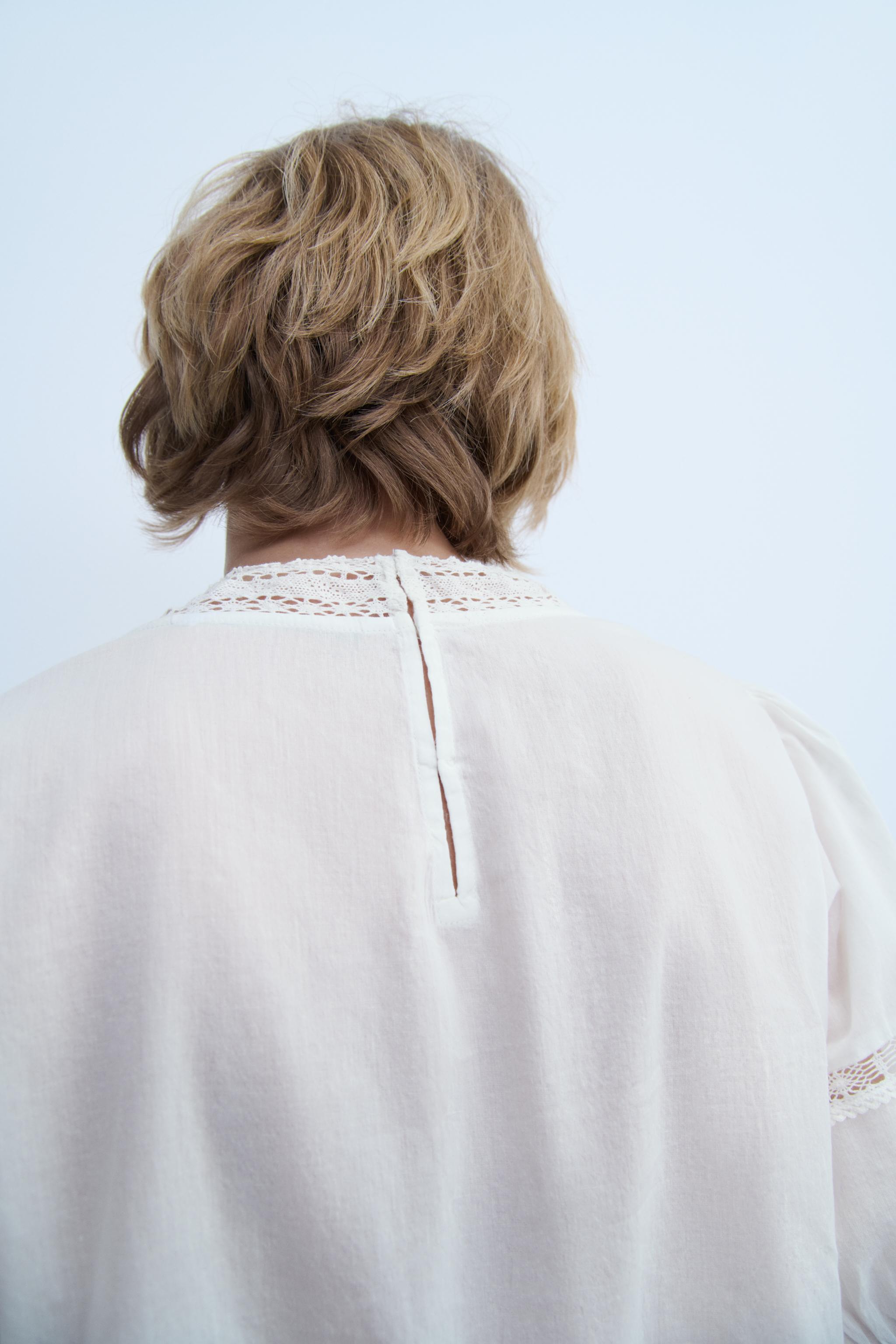 EMBROIDERED ROMANTIC BLOUSE ZW COLLECTION - Ecru | ZARA