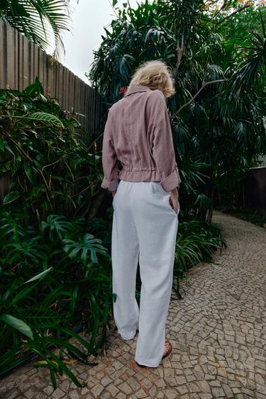 VESTE COURTE MANCHES RETROUSSÉES - Mauve de Zara - Image 4