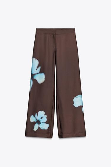 FLORAL PRINT SATIN TROUSERS - Multicoloured by Zara - Image 4