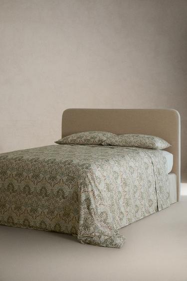 MORRIS & CO. LEAVES COTTON SATEEN DUVET COVER - Green by Zara - Image 1