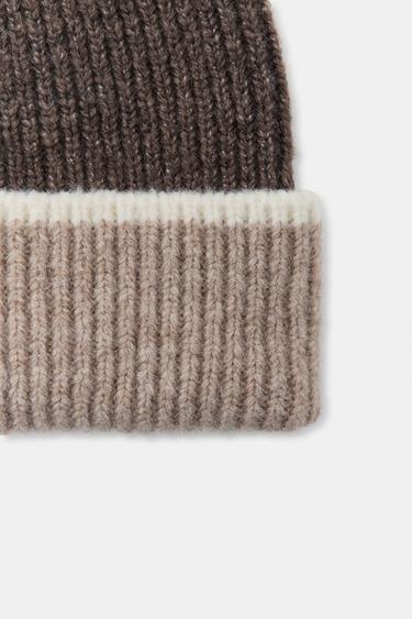 CONTRAST KNIT BEANIE - camel by Zara - Image 3