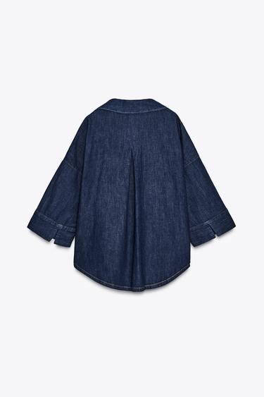DENIM EFFECT BUTTON-UP SHIRT - Dark indigo by Zara - Image 5