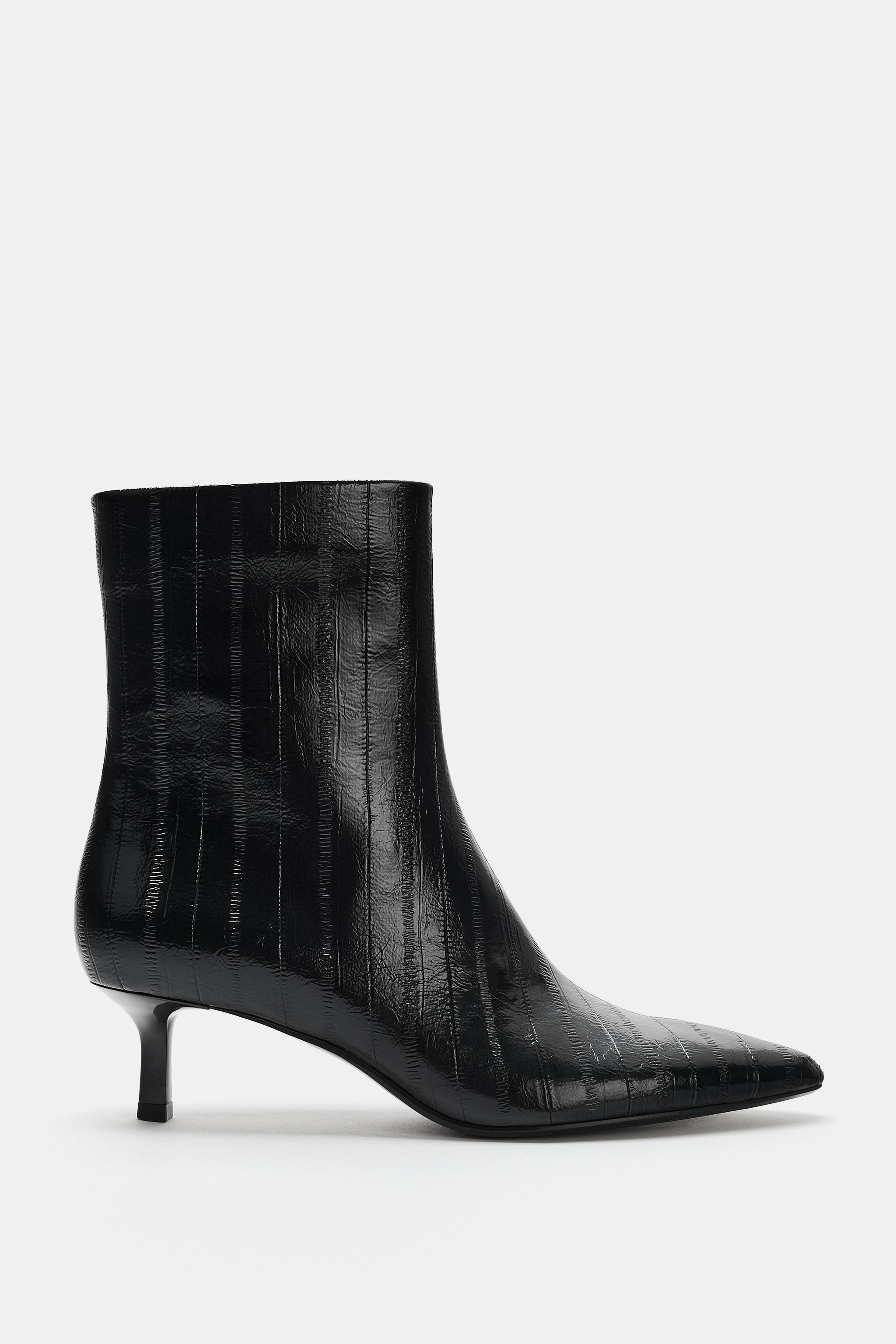 EMBOSSED HEEL ANKLE BOOTS - Black | ZARA South Africa