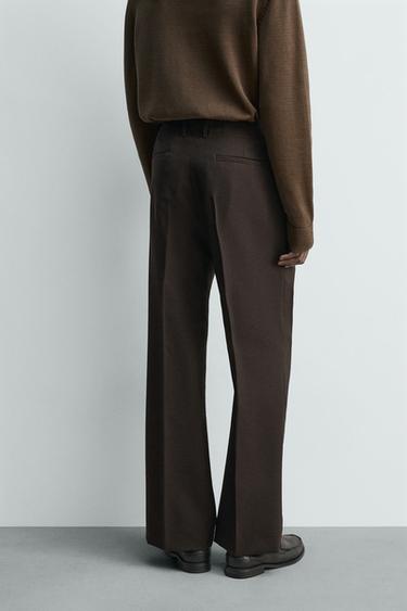 100% WOOL FLARE FIT TROUSERS - Chocolate by Zara - Image 2