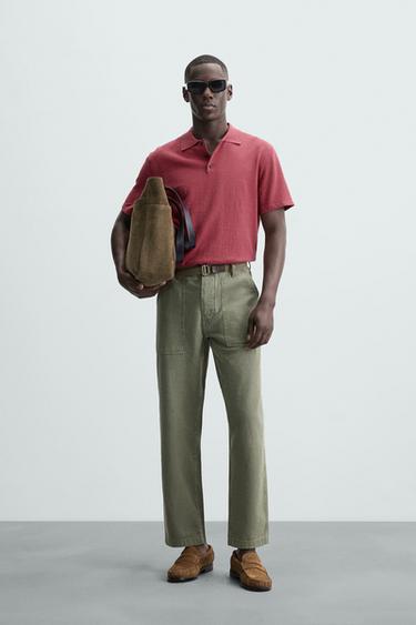 POLO DE TRICÔ COM LINHO - Framboesa da Zara - Imagem 0
