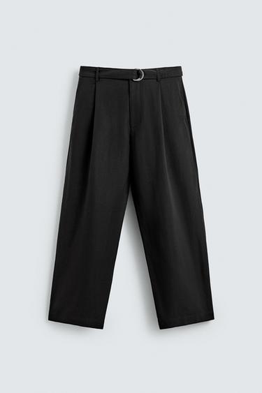 FLIESSENDE HOSE MIT GÜRTEL - Schwarz von Zara