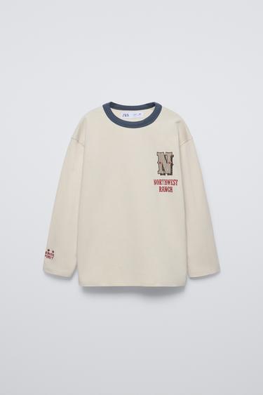 T-SHIRT WITH SLOGAN - Ecru by Zara - Image 0