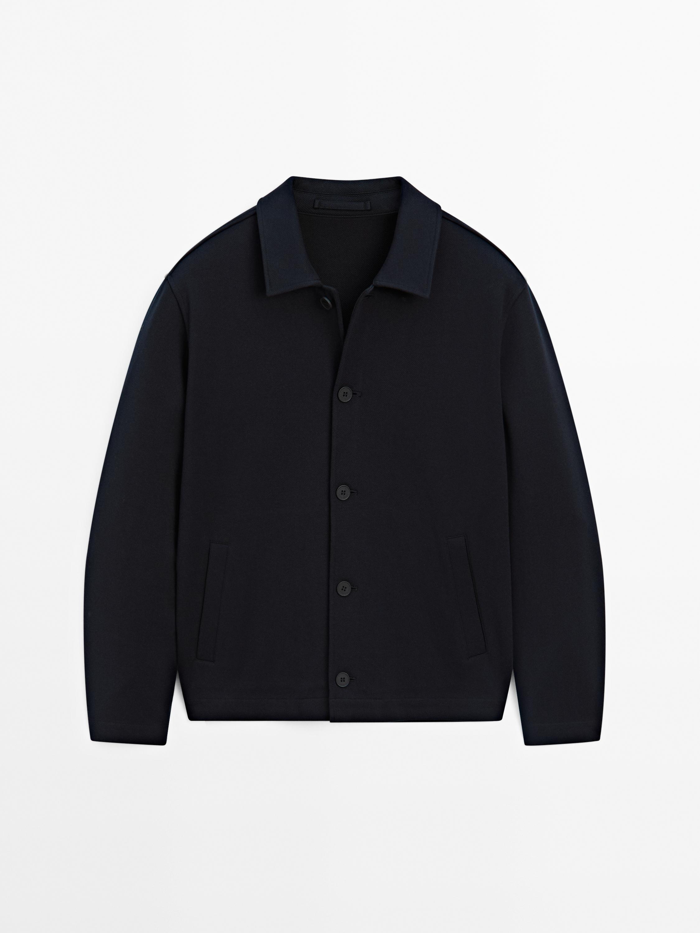 Cotton blend twill overshirt