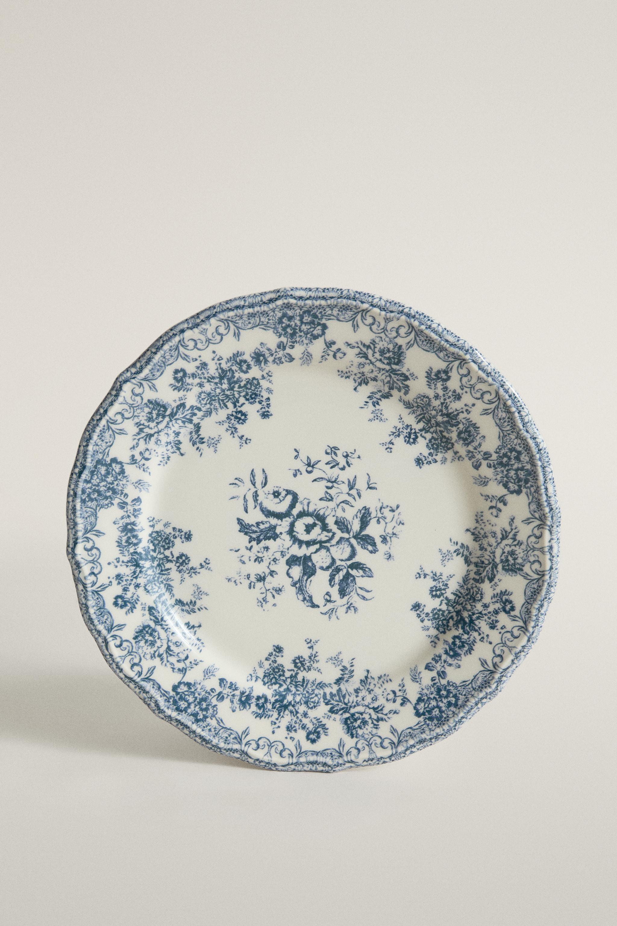 FLORAL EARTHENWARE DESSERT PLATE