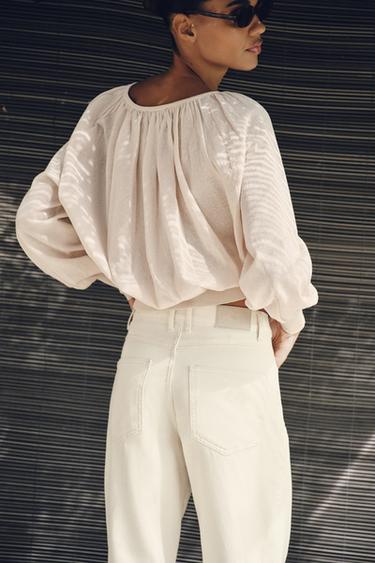 BLOUSE EN MAILLE À COL BATEAU - Sable de Zara - Image 2