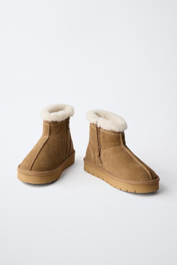 BOTTINES EN CUIR DOUBLÉES - Marron de Zara - Image 2
