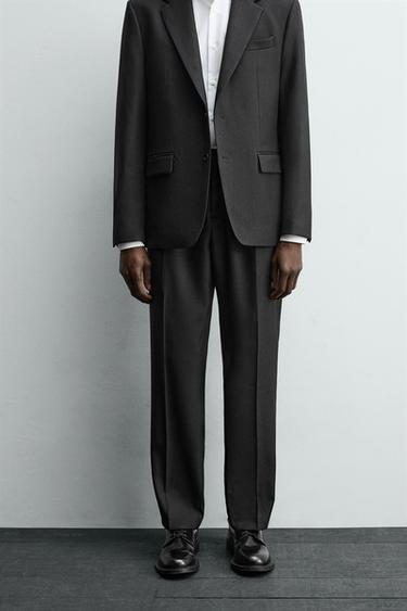 TEXTURED WOOL BLEND SUIT TROUSERS - Black by Zara