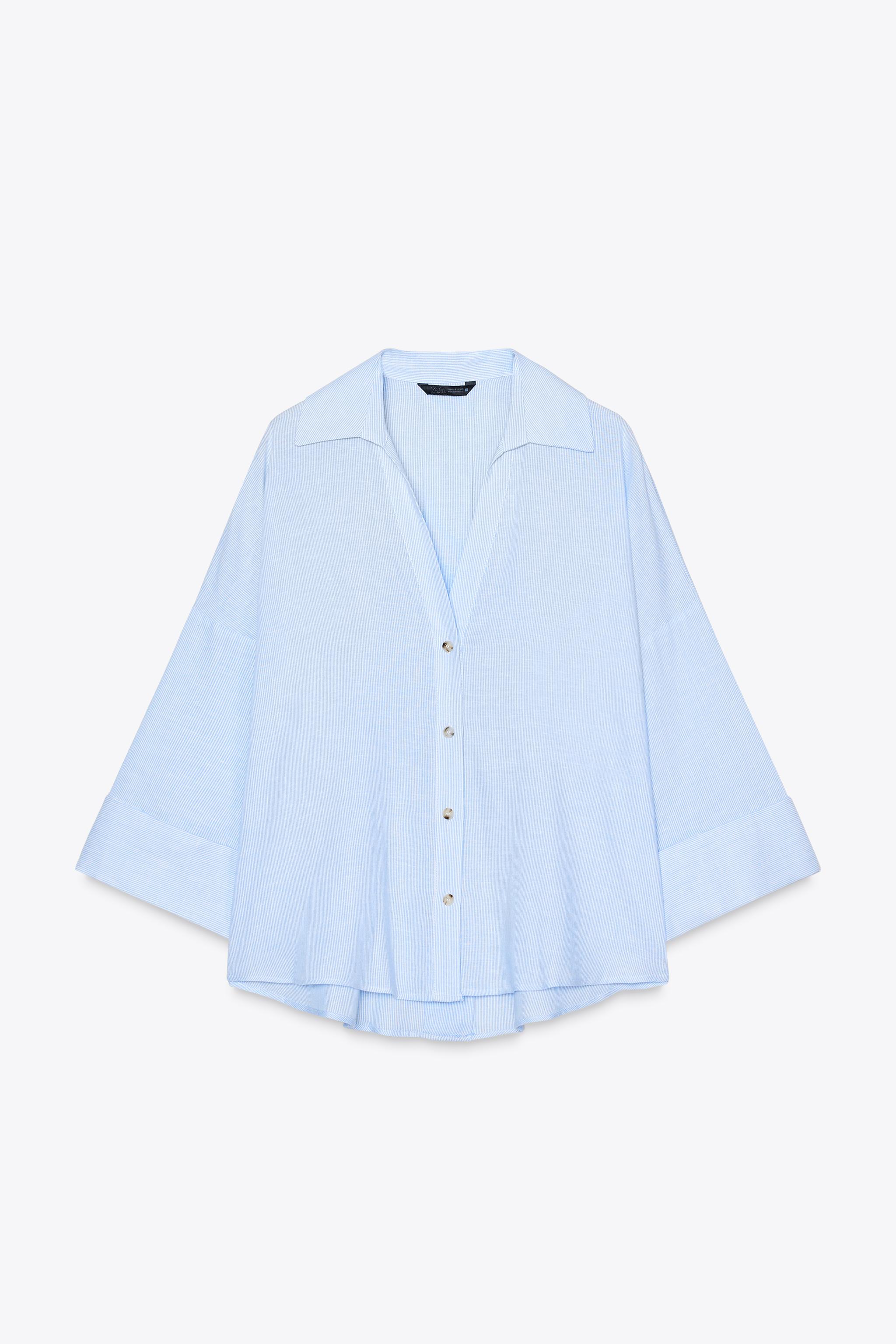トップス EU WIDE SLEEVE LINEN SHIRT - White | ZARA United States