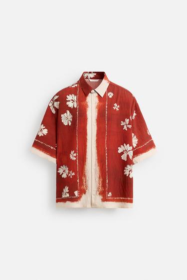 CHEMISE À IMPRIMÉ FLORAL - Écru / Rouge de Zara