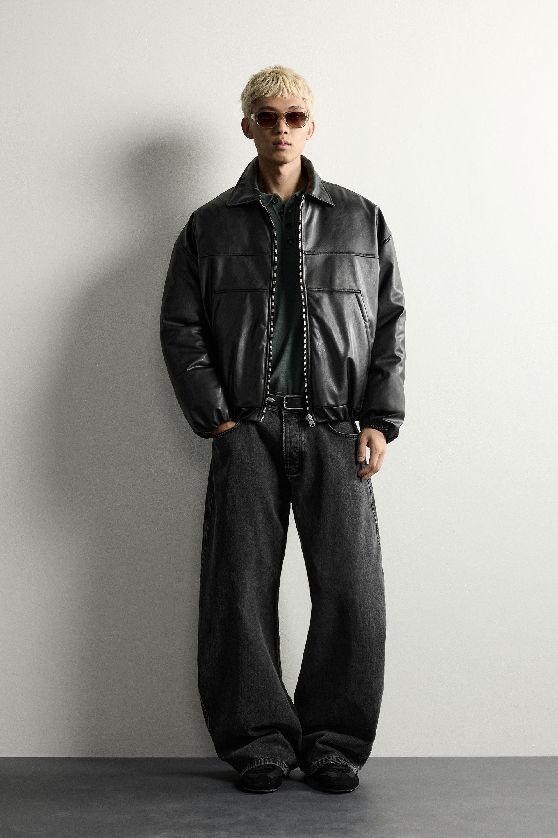 Leather-Effect Puffer Jacket