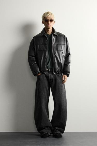 CAZADORA ACOLCHADA EFECTO PIEL - Negro de Zara - Imagen 0