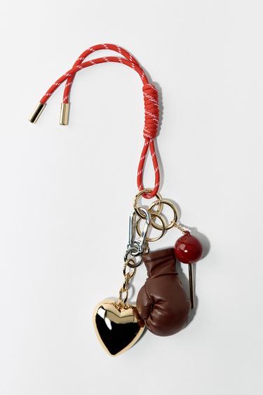 SCHLÜSSELANHÄNGER MIT HERZ- UND HANDSCHUH-CHARMS - Bunt von Zara