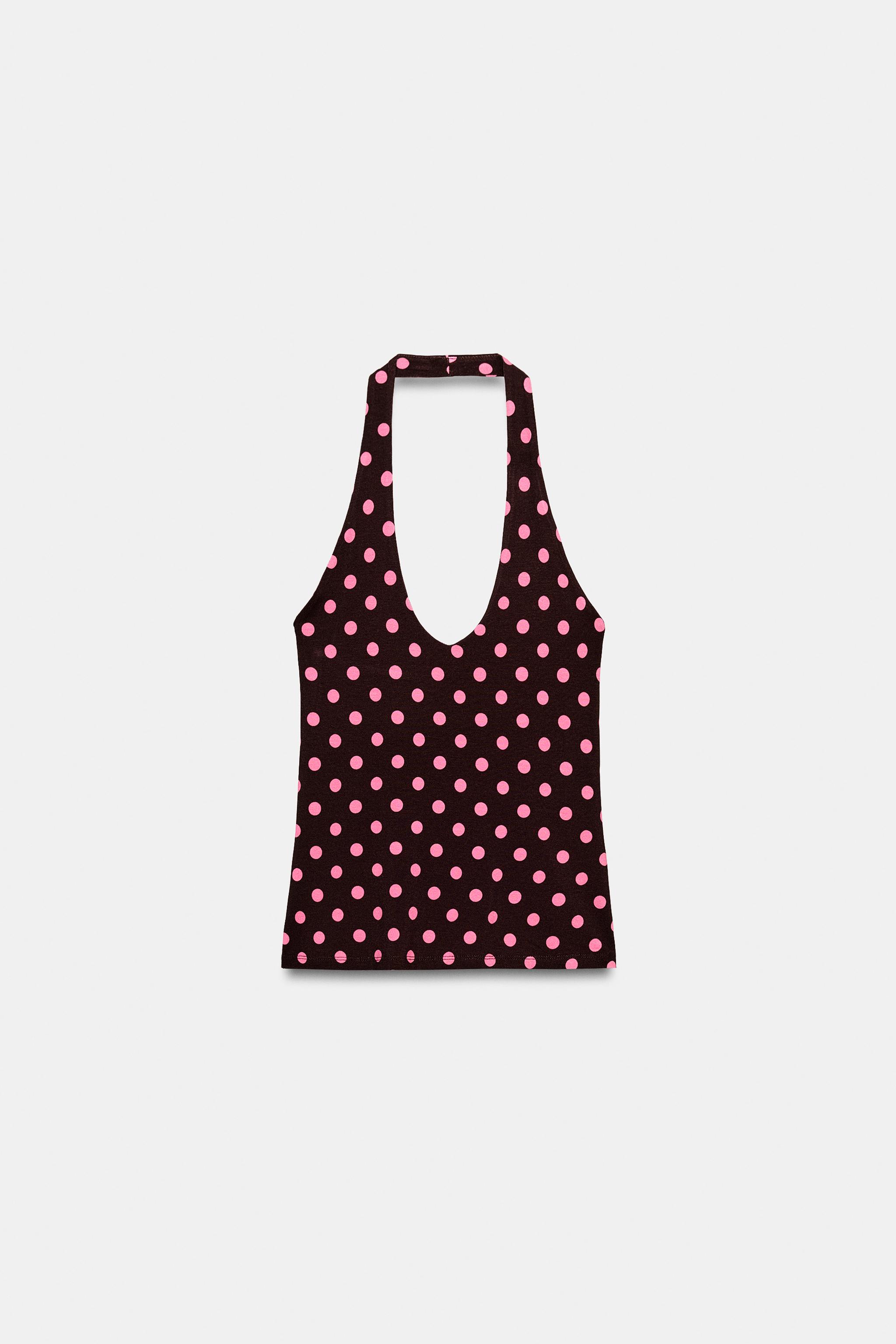 ドットプリント ホルターネックトップス - ブラウン | ZARA Japan / 日本