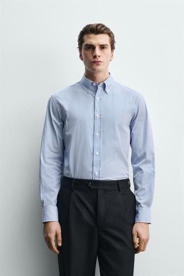 ÁO SƠ MI COTTON DÁNG REGULAR FIT - sọc từ Zara