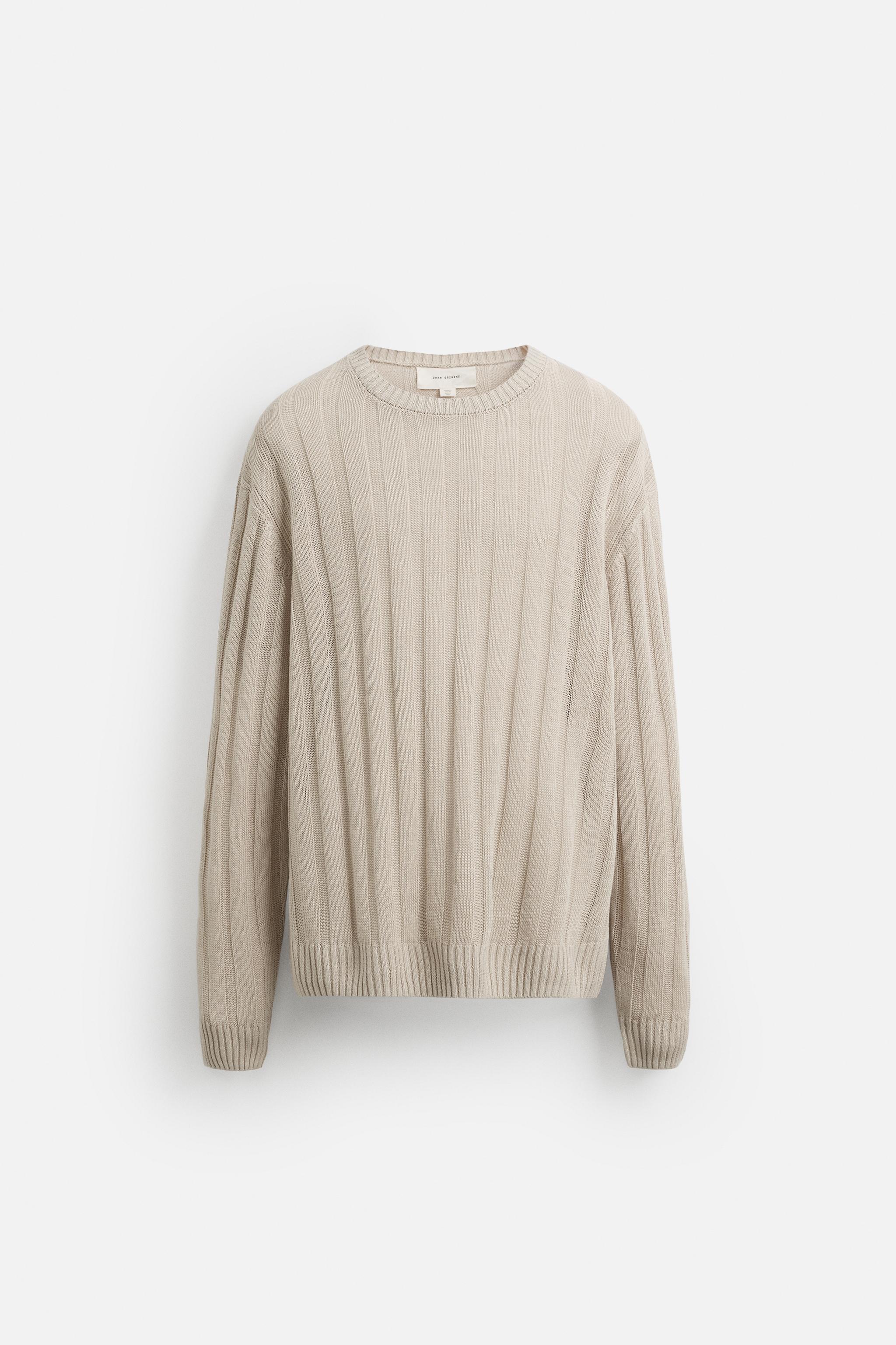 100% LINEN RIBBED SWEATER - Stone | ZARA United States