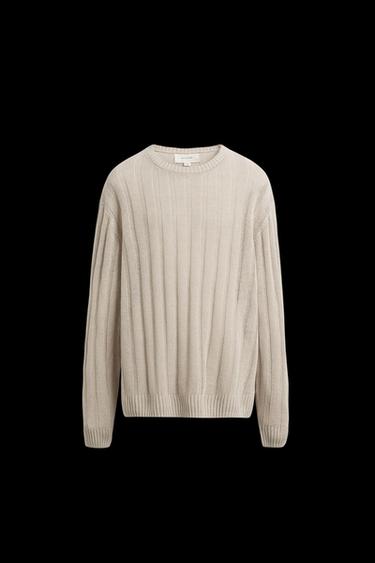 GERIPPTER PULLOVER AUS 100 % LEINEN - Steingrau von Zara - Bild 0