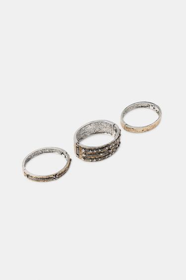 LOT DE 3 BRACELETS GRAVÉS AVEC BRILLANTS - Gris anthracite de Zara - Image 2