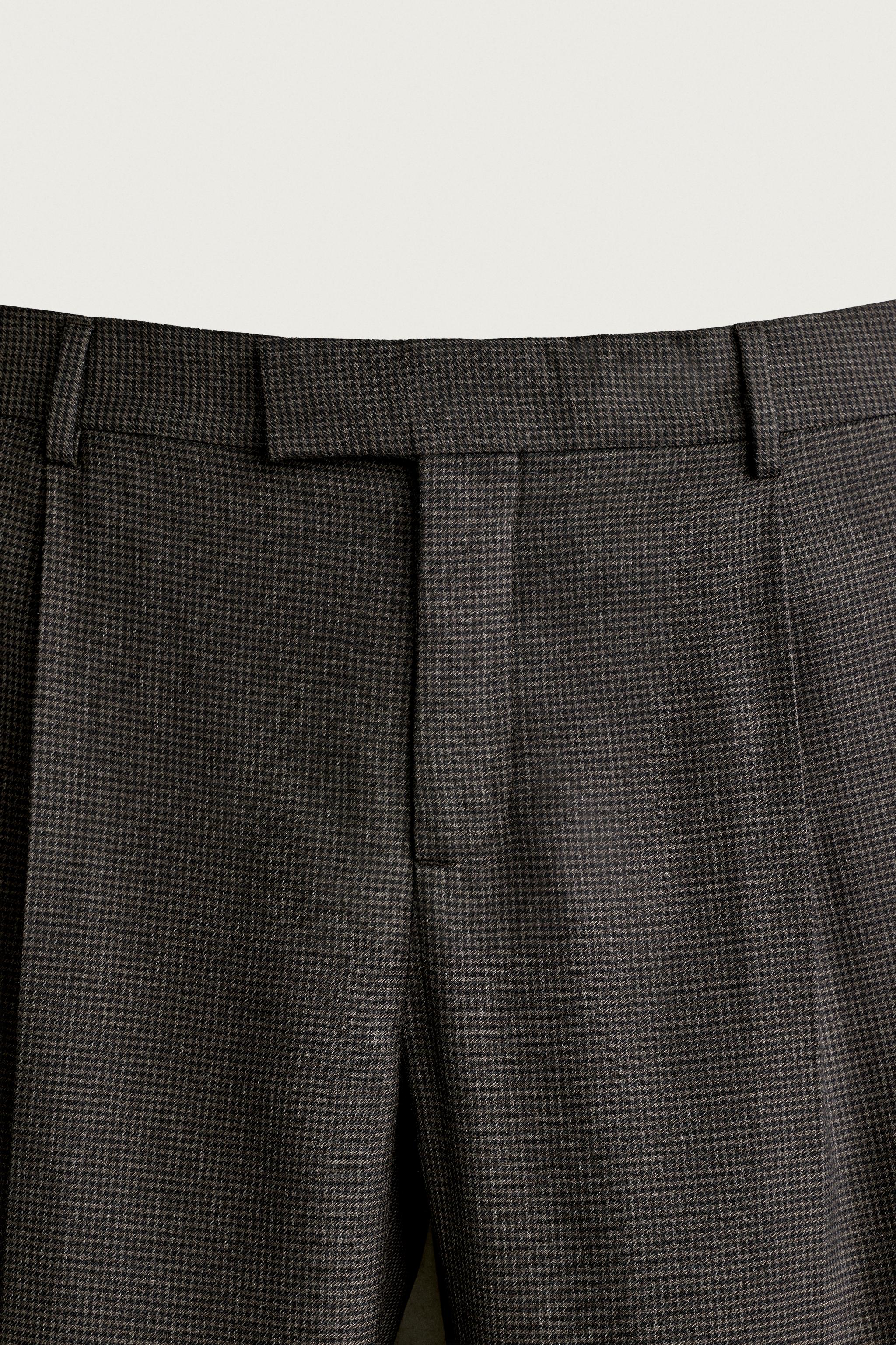 PANTALON COSTUME PIED-DE-POULE AVEC LAINE
