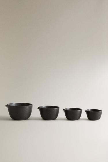 PACK OF STONEWARE MEASURING CUPS WITH RAISED DETAILS (PACK OF 4) - Anthracite grey by Zara - Image 0