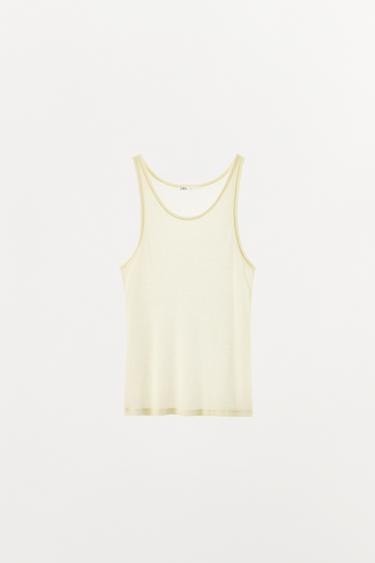 MAGLIETTA COTONE SPALLINE - Bianco sporco di Zara