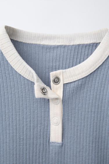 0-18 MONTHS/ CONTRAST SLEEPSUIT - Blue / Grey by Zara - Image 2