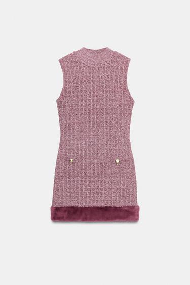 VESTIDO ESTRUCTURA PELO - Rosa de Zara