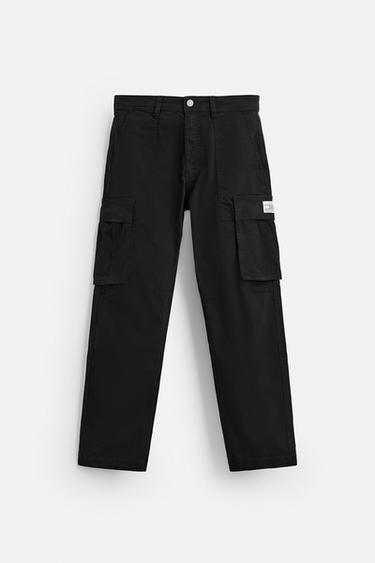 RELAXED FIT CARGO TROUSERS - Black by Zara