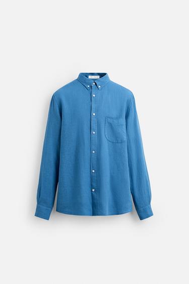 100% LINEN SHIRT - Light indigo by Zara