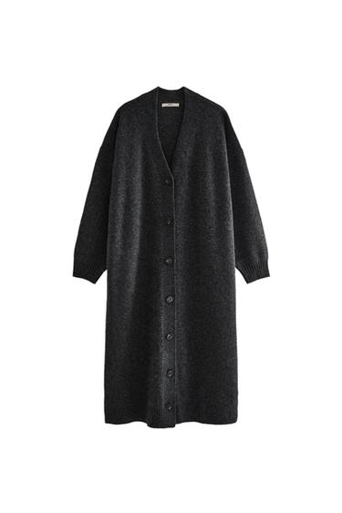 CHAQUETA LARGA CASHMERE - Gris oscuro de Zara