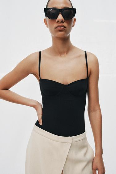 NYLON LACE BODYSUIT - Black by Zara