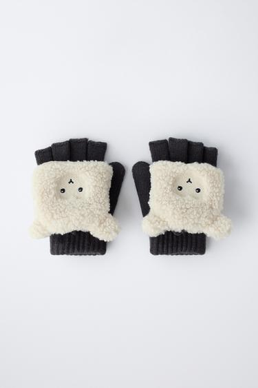 SHEEP MITTEN GLOVES - Grey marl by Zara - Image 3