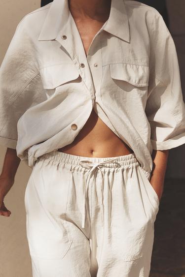 SHORT SLEEVE SAFARI SHIRT - Cream by Zara