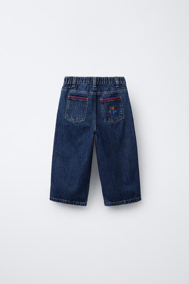 CULOTTE-JEANS MIT KONTRAST-STICKEREI - Blau von Zara