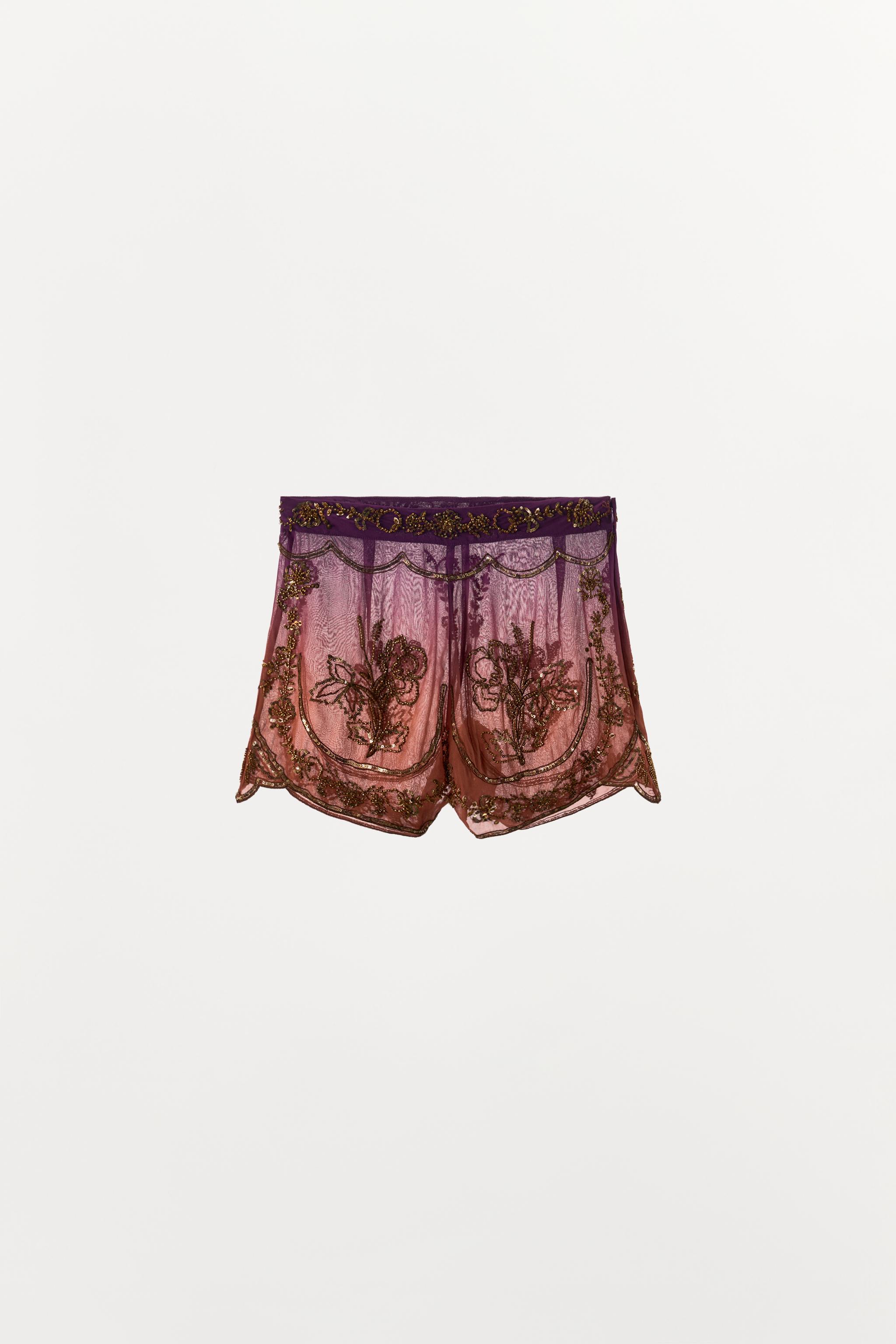 LIMITED EDITION TIE-DYE BEADED SHORTS — Multicolored