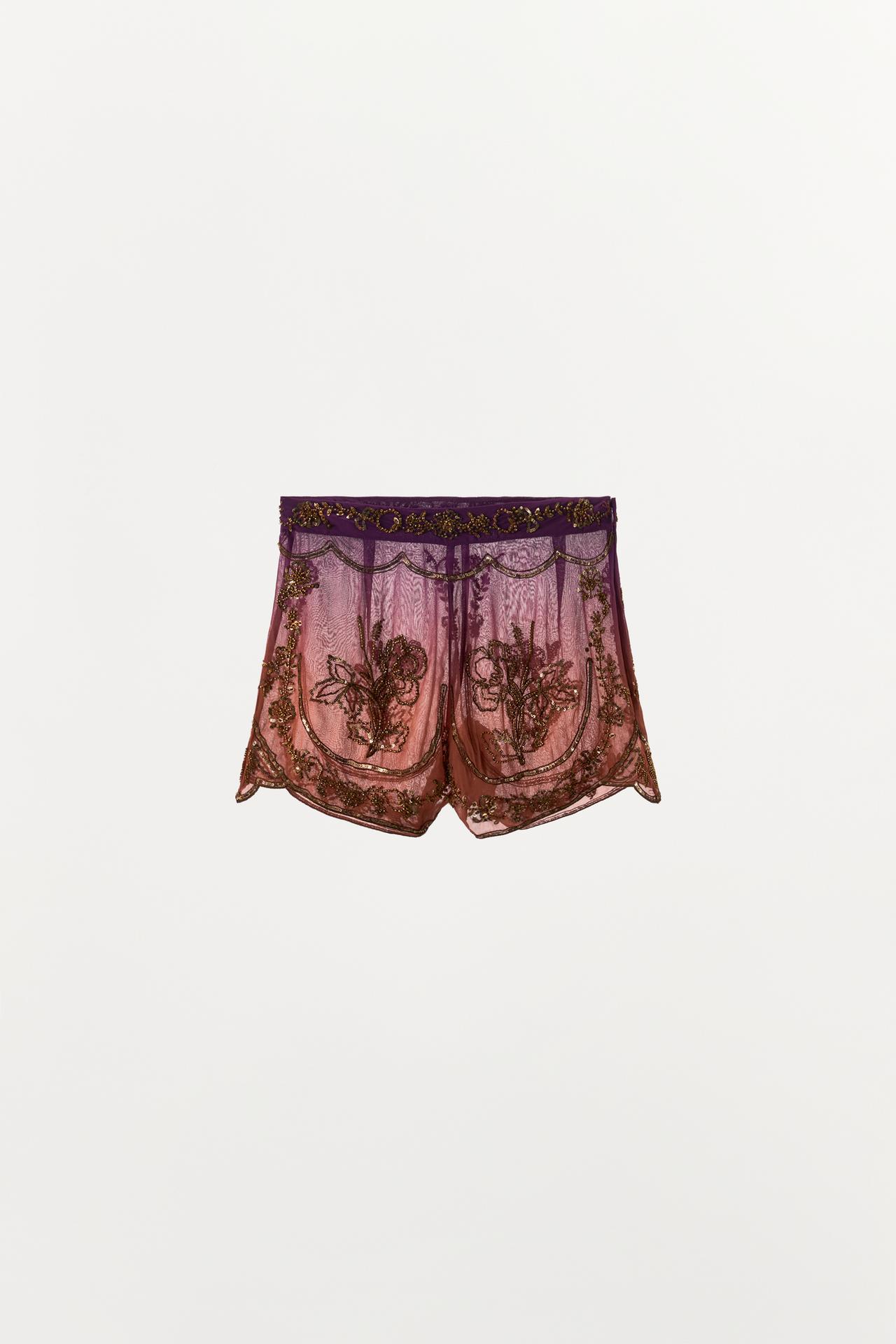 LIMITED EDITION TIE-DYE BEADED SHORTS — Multicolored