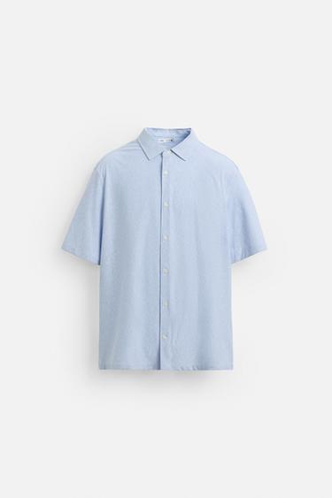 REGULAR FIT SOFT SHIRT - Blue/White by Zara