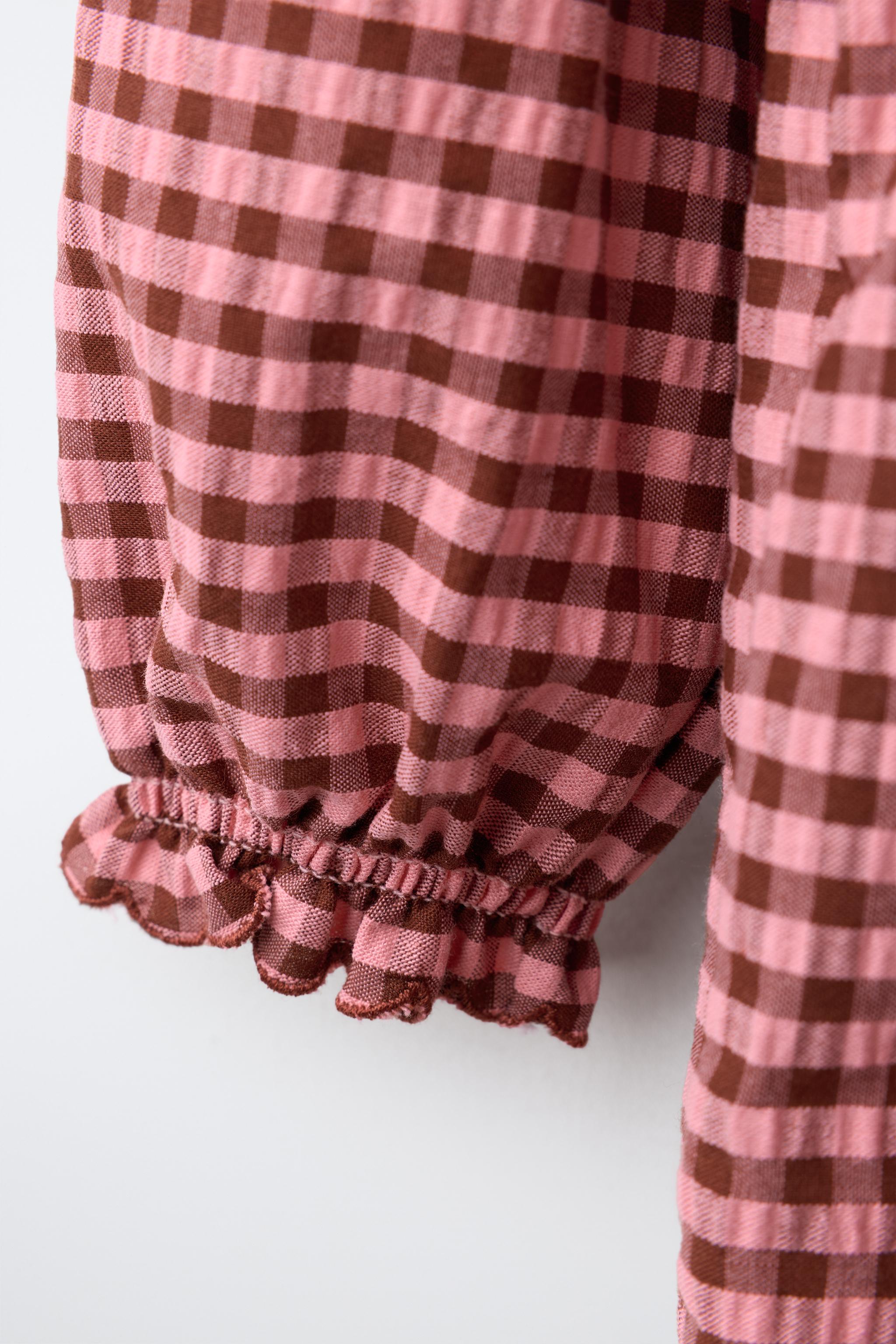 ROBE BIMATIÈRE CARREAUX VICHY ET FLEURS BRODÉES