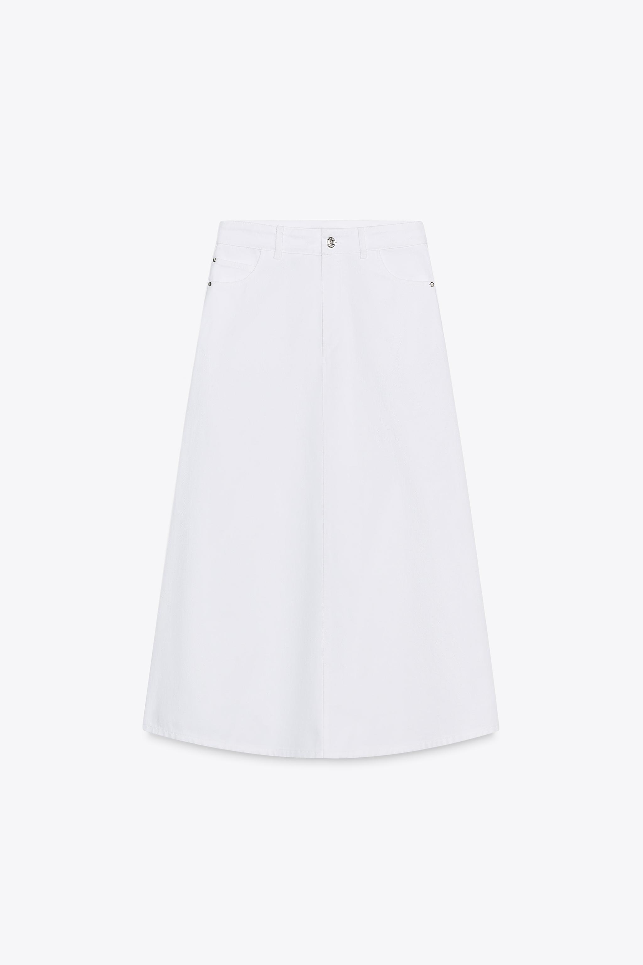 【ZARA】Z1975 デニムミディ丈スカート ホワイト | 2647/904/250 Z1975 デニムミディ丈スカート - ホワイト | ZARA Japan / 日本