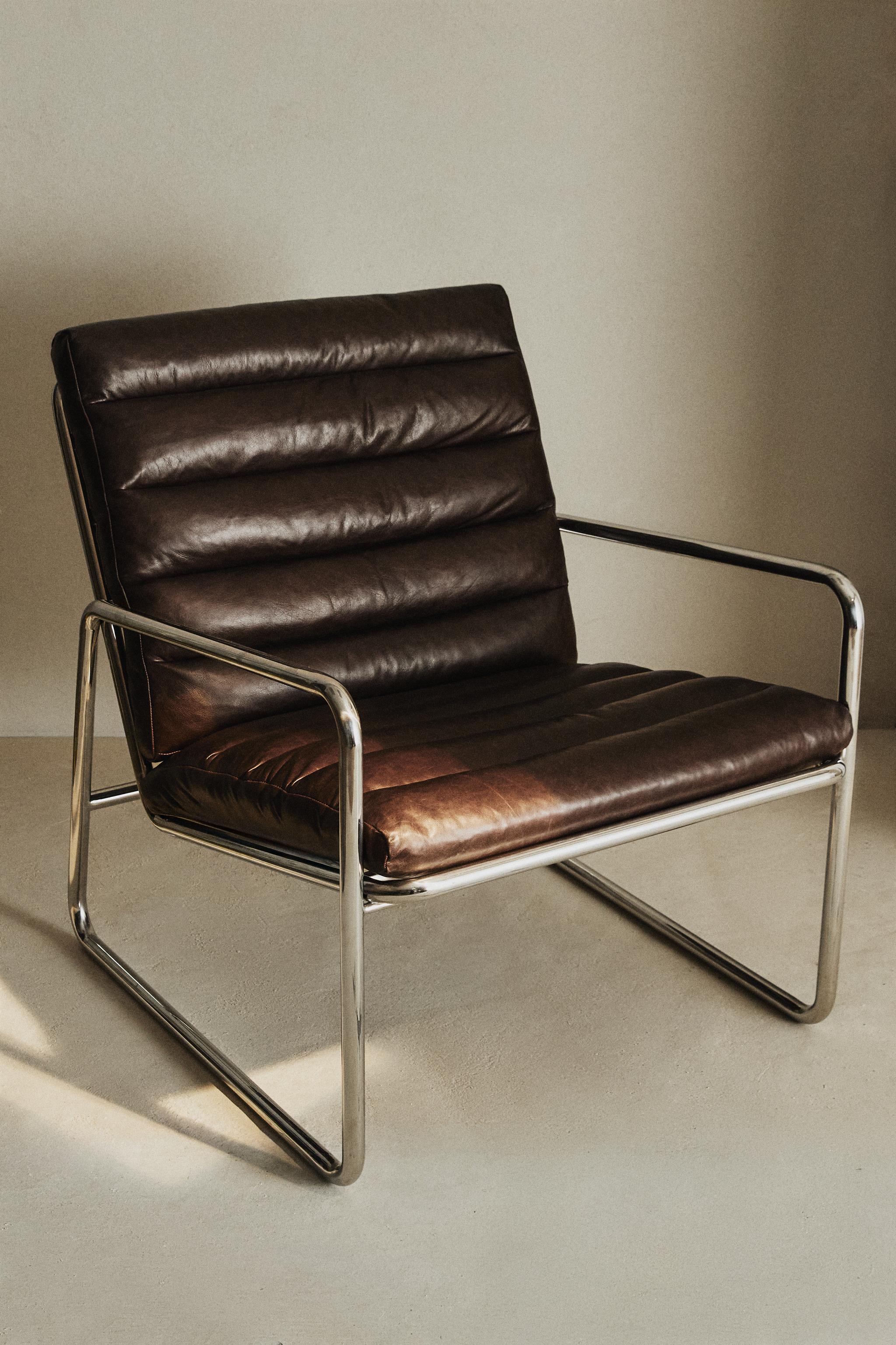 FAUTEUIL MÉTAL ET CUIR