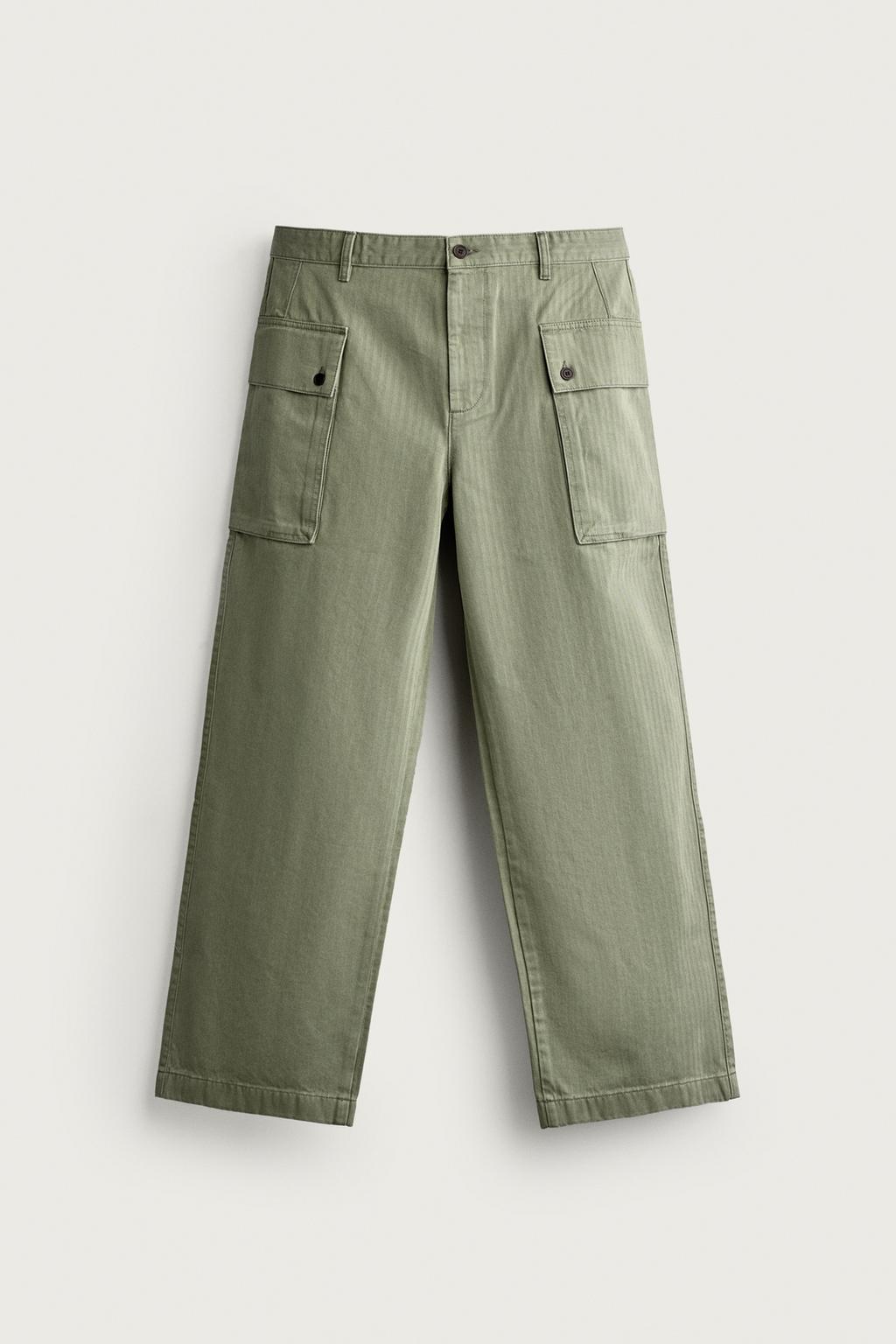 HERRINGBONE CARGO TROUSERS