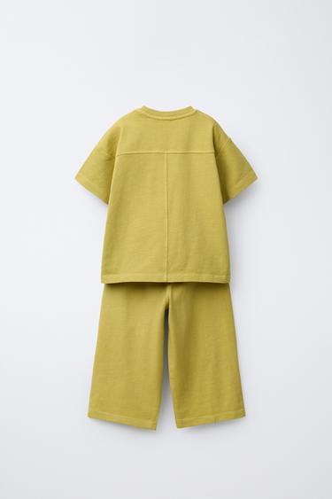 ENSEMBLE T-SHIRT ET PANTALON WIDE LEG UNIE - Vert olive de Zara - Image 1