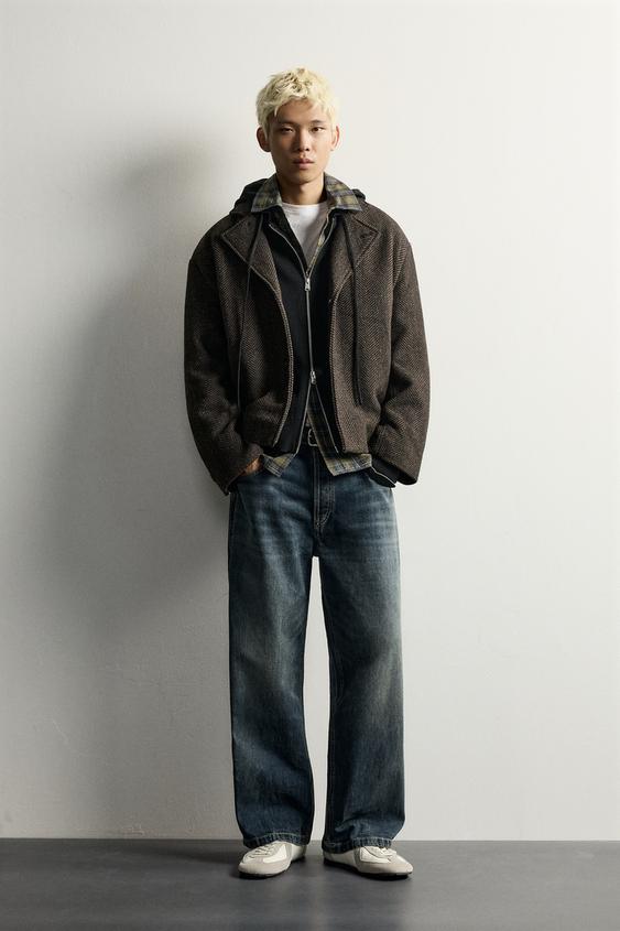 Zara 人字紋羊毛西裝外套 - 棕色 - 圖片 0