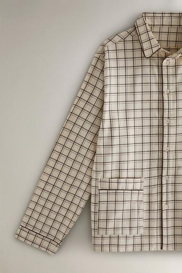 ENSEMBLE PYJAMA COTON CARREAUX NOËL - Écru de Zara - Image 2